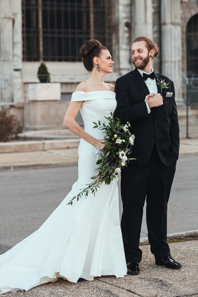 fold-off-the-shoulder-mermaid-wedding-dress-satin-train