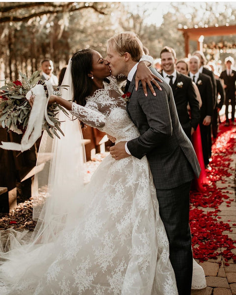 Full Lace Modest Bridal Dresses with Full Sleeves