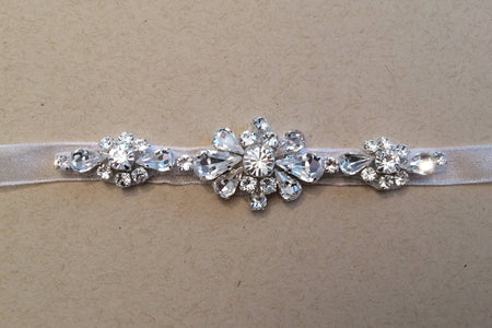 Wedding Hair Vine Pearl Crystal Headpiece Bridal Ribbon Headband