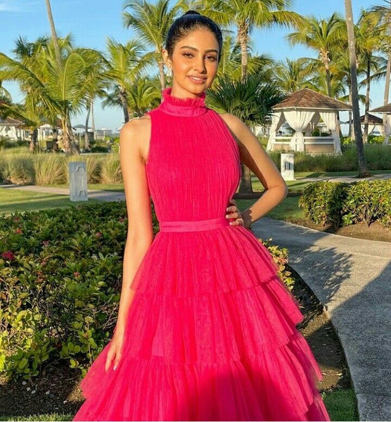 high-neck-tea-length-prom-gowns-with-layered-skirt-2