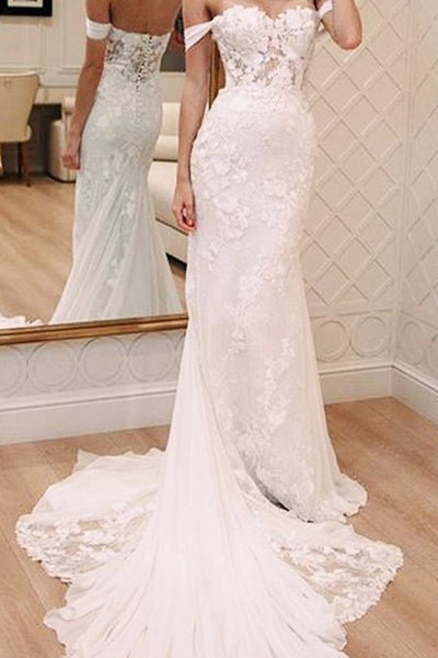 ivory-appliques-sheath-wedding-dresses-with-chiffon-train-1