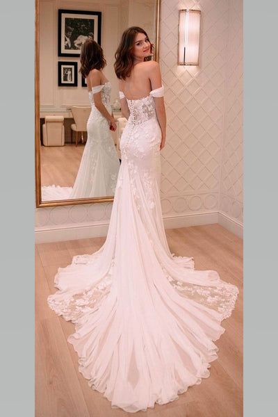 ivory-appliques-sheath-wedding-dresses-with-chiffon-train