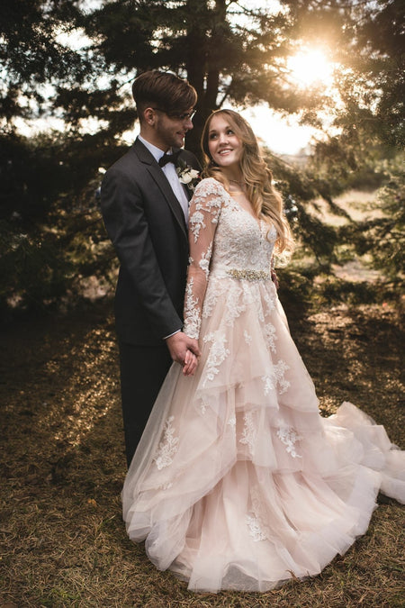 Vintage Lace Tea Length Wedding Dress with Sleeves