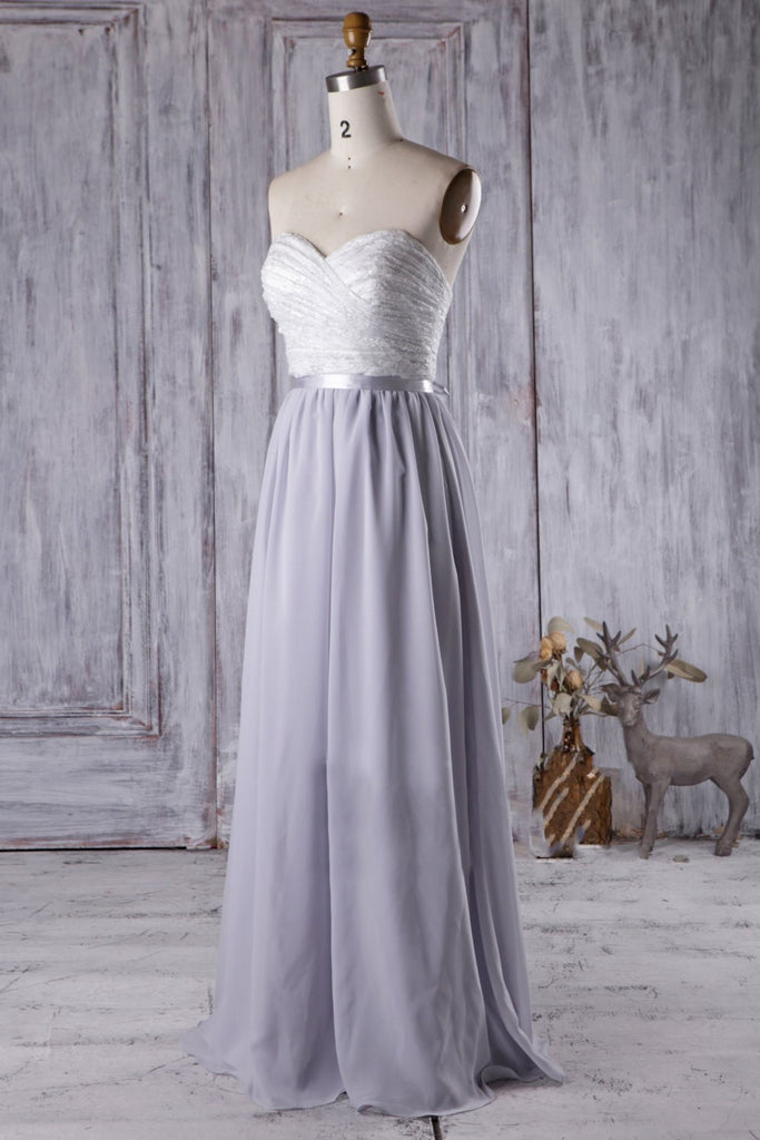Lace Pleated Bridesmaid Gown with Strapless Sweetheart Neckline