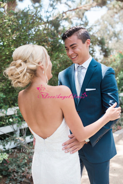 Lace Sweetheart Mermaid Bride Dresses with Ruffled Skirt