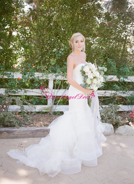 Lace Sweetheart Mermaid Bride Dresses with Ruffled Skirt