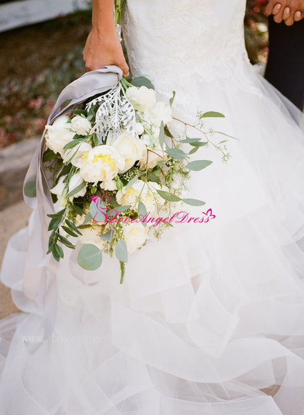 Lace Sweetheart Mermaid Bride Dresses with Ruffled Skirt