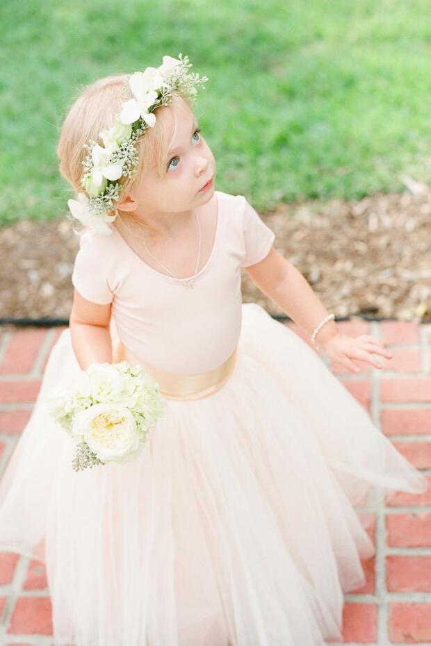 Light Pink Tulle Skirt Flower Girl Dresses with Sleeves