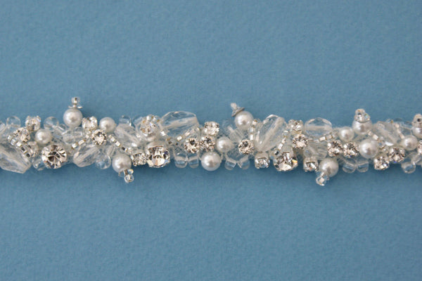 Made to Measure Pearls Crystals Wedding Belt with Clasp 29 Ivory