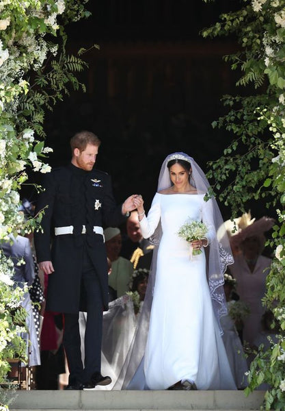 Meghan Markle Wedding Dress with 3 4 Sleeves White Dresses