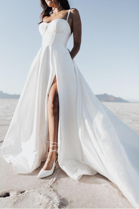 2024 Satin Wedding Gown with V Cut Neckline