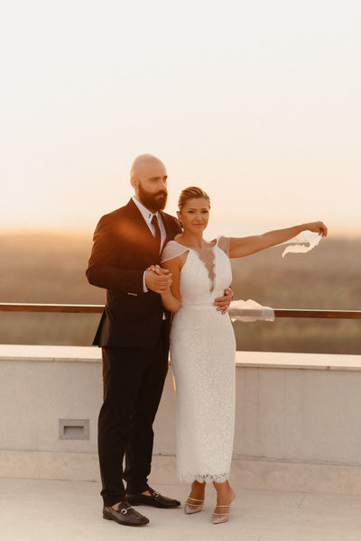 Modern Boho Lace Wedding Dress Short 2022 Summer