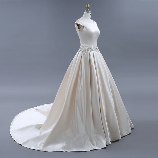 modest-light-champagne-wedding-dresses-ball-gown-with-beaded-sash-2