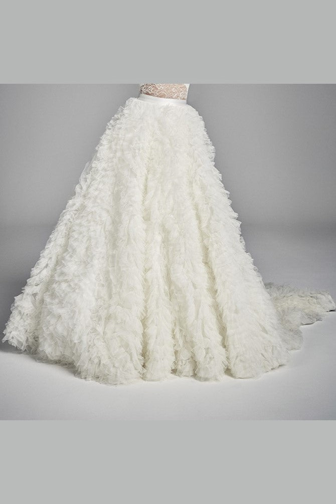 Multi-layered Ruffles Tulle Wedding Skirt Removable Train for Dress