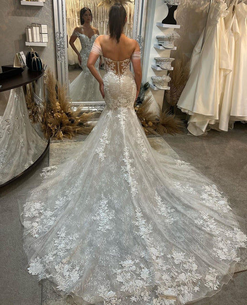 Off-the-shoulder Lace Wedding Dress for Women 2023 Bride