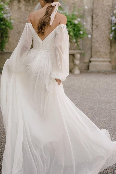 off-the-shoulder-sleeve-chiffon-wedding-gown-2021-summer-1