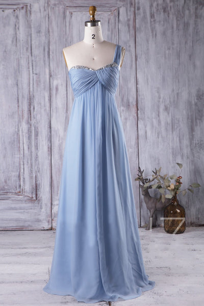 one-shoulder-chiffon-long-bridesmaid-dress-for-pregnant-woman