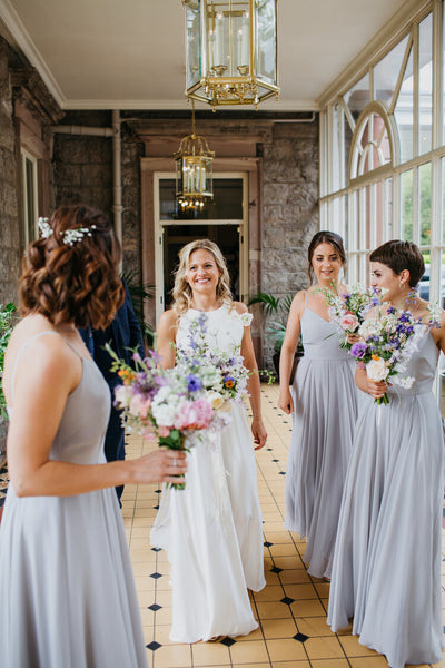 Pale Pink Chiffon Bridesmaid Dresses with Double Straps