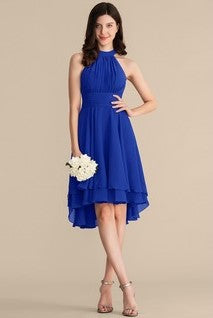 pleated-chiffon-halter-royal-blue-wedding-party-dress-short-2