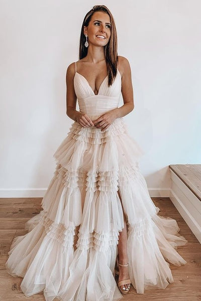 princess-pink-wedding-dress-with-tulle-tiered-skirt-2