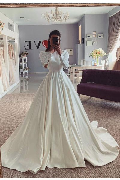 retro-inspired-long-sleeves-satin-bridal-gown-for-women
