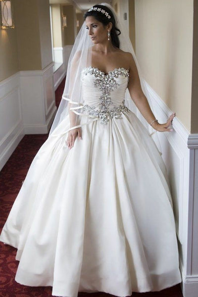 Rhinestones Sweetheart Satin Bridal Gown with Corset Back – loveangeldress