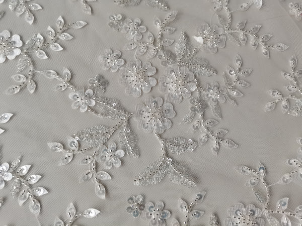 Royal Flower Lace Wedding Gown wtih Bead Long Sleeves