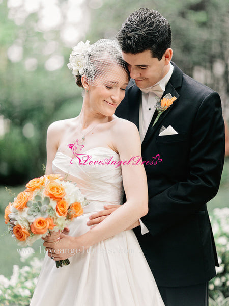 ruched-strapless-simple-satin-bridal-gowns