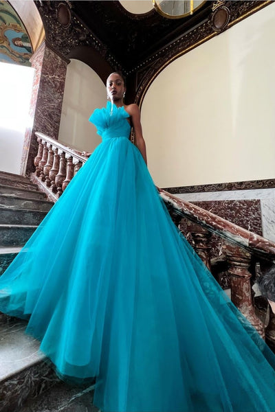 ruffled-strapless-blue-prom-dresses-tulle-skirt