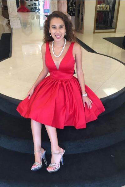 satin-a-line-red-homecoming-dresses-with-illusion-inset-v-neckline