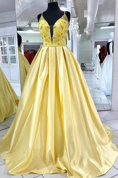 Bright yellow prom dresses sales