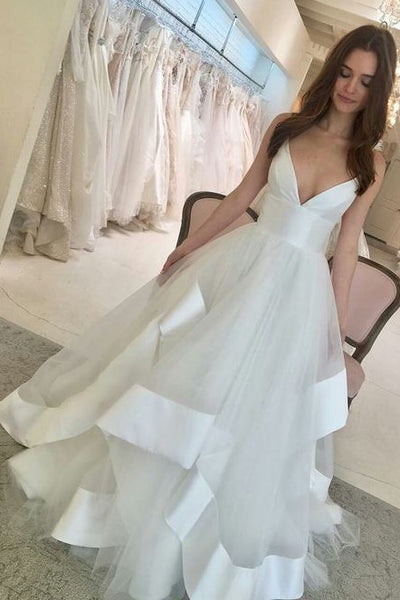 Satin top tulle skirt wedding dress hotsell
