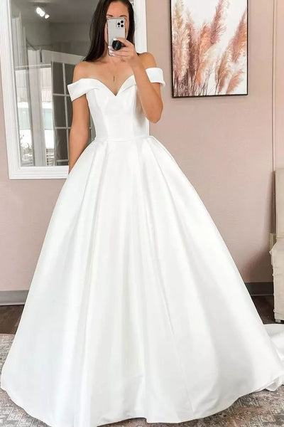 satin-simple-wedding-dress-with-off-the-shoulder-neckline