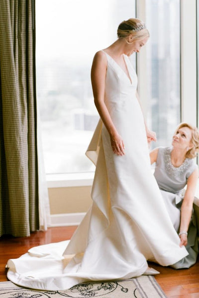 sheer-v-neckline-satin-sheath-wedding-gown-with-ruffles-back-1