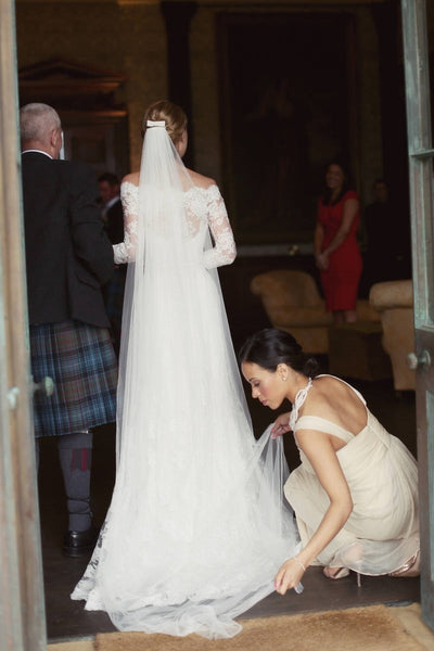 Simple Bridal Illusion Tulle Chapel Length Wedding Veil Ivory –  loveangeldress