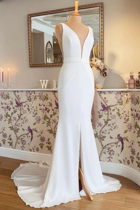 Fold Off-the-shoulder Wedding Dress with Ruched Bodice