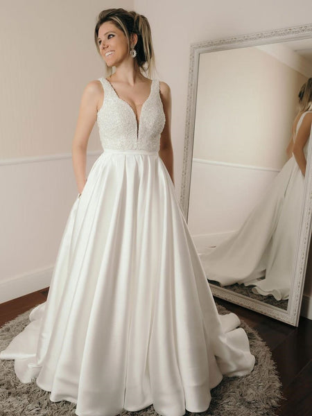 sleeveless-crystals-ivory-satin-wedding-dresses-with-pockets