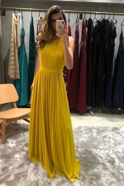 sleeveless-yellow-chiffon-prom-gown-with-pleat-bodice