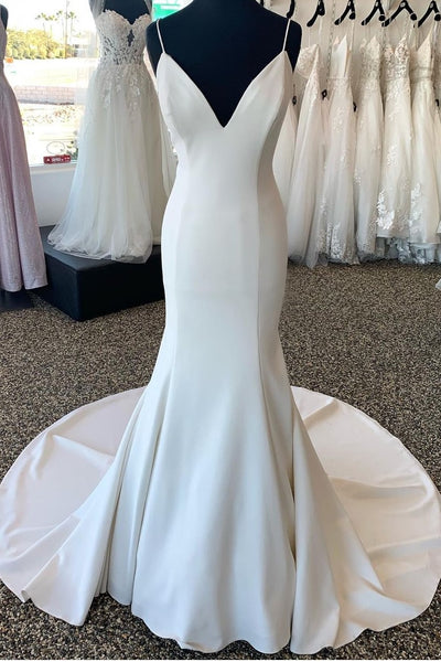 spaghetti-straps-fit-flare-wedding-gown-simple-style