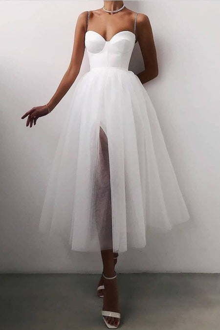 Navy Tulle Short Prom Dress Strapless Corset Bodice