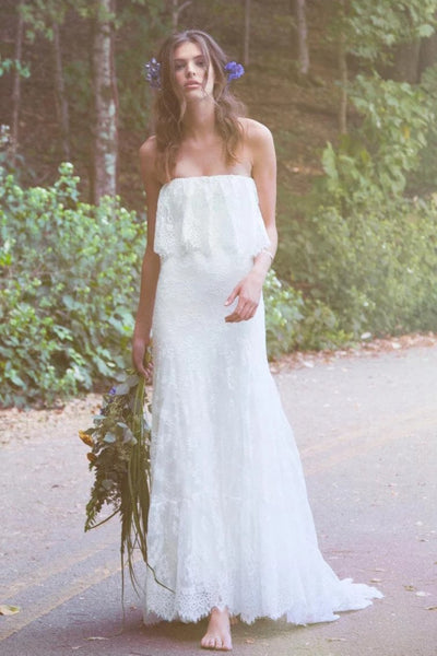 strapless-casual-boho-wedding-dress-lace-vestido-de-boda