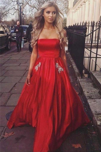 strapless-satin-red-evening-dress-with-rhinestones-pockets