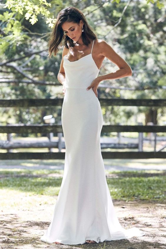 Strappy Back Simple Bride Dresses Online