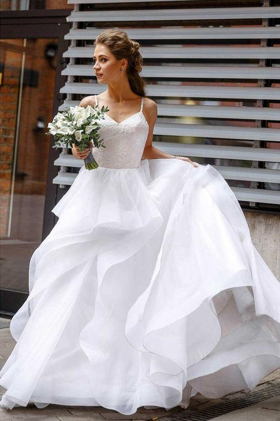 Sweet Girl Wedding Dresses Lace Bodice Horsehair Trim Skirt
