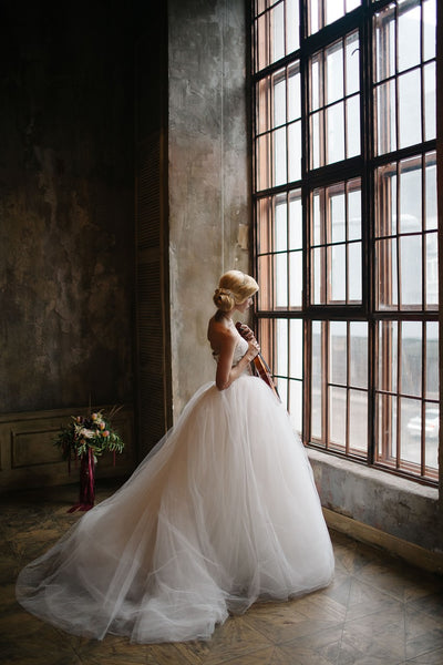 Sweetheart Lace Tulle Princess Ball Gown Wedding Dresses