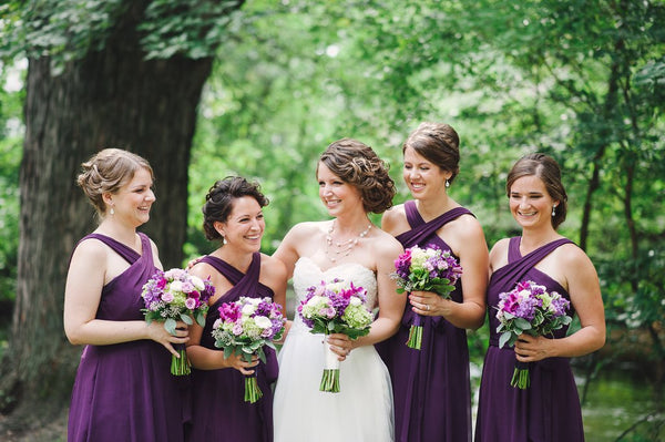 Traditional Wedding Party Dress Grape Purple Chiffon Bridesmaid