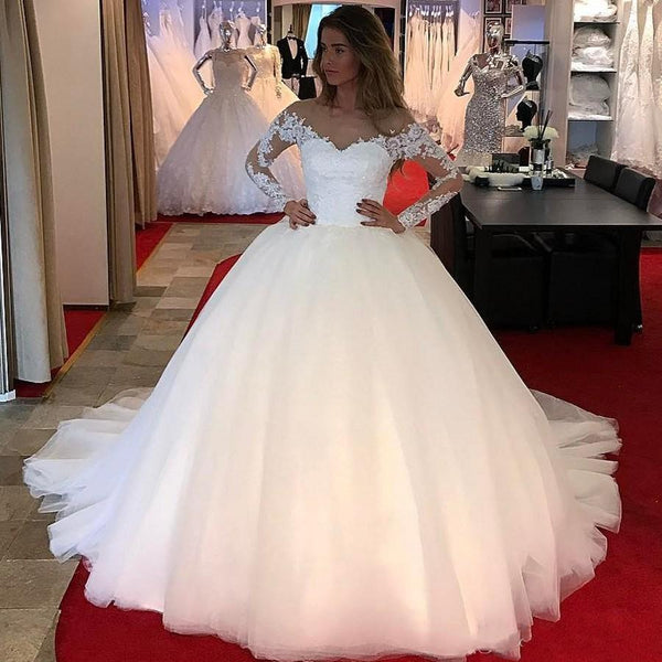 tulle-ball-gown-wedding-dresses-with-lace-long-sleeves-2019-2