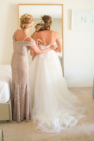 Tulle Beach Bride Dress with Sweetheart Corset