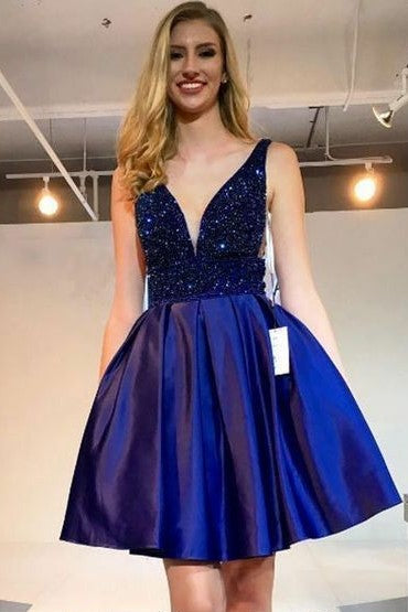 v-neckline-beads-royal-blue-homecoming-dress-for-sale