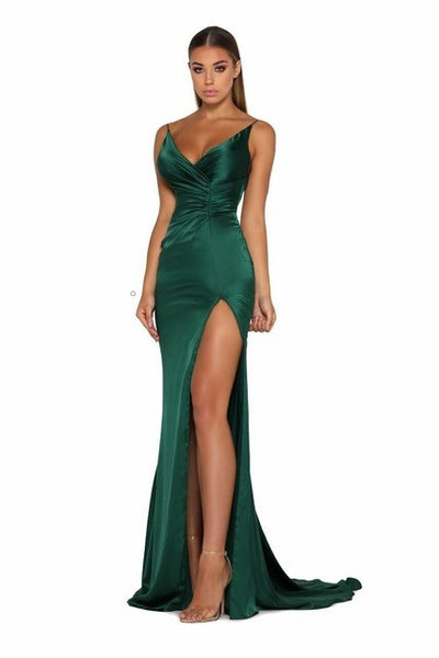 V-neckline Long Prom Gown with High Split Side